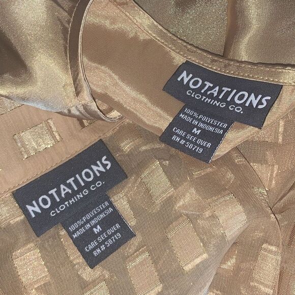 Vintage 90’s Gold Sheer Long Sleeve Button Down Shirt with Matching Gold Sleevel - Picture 13 of 13